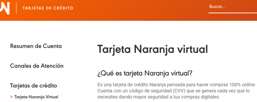 tarjeta naranja virtual