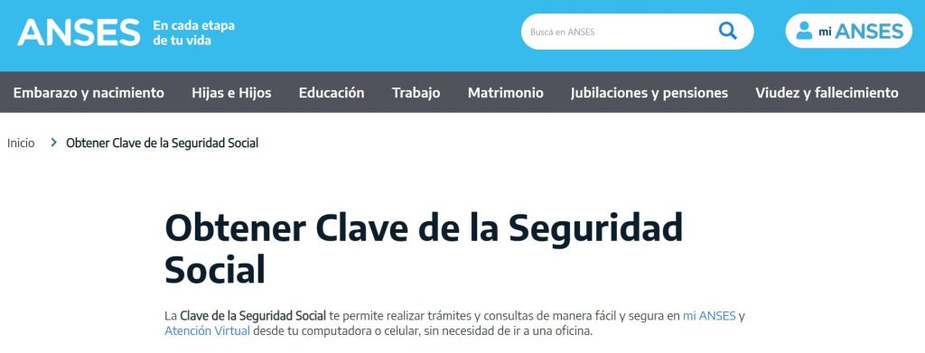 como obtener clave de seguridad social anses